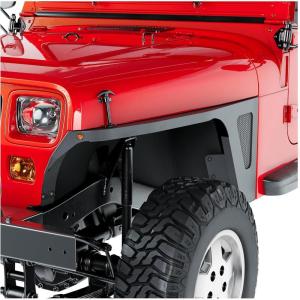 imageECOTRIC Front Fender Flare Compatible with 19871996 Jeep Wrangler YJ Tube Armor Rocker Guards WLED Eagle Lights WMesh Insert Black Driver Side and Passenger Side