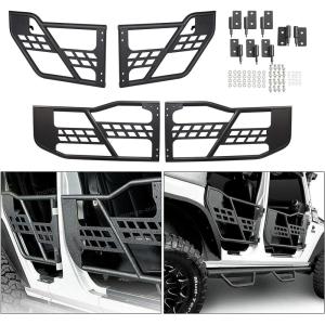 imageECOTRIC Front ampamp Rear Tubular Half Doors fit for 20072018 Jeep Wrangler JK Unlimited 4DoorSet Off Road Trail Door