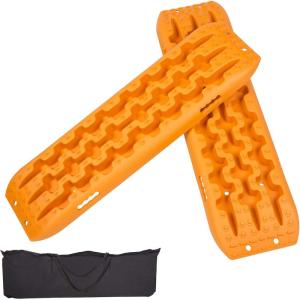 imageECOTRIC Recovery Boards Traction Tracks Mat for Sand Mud Snow Off Road Tire Ladder Traction Ladder Track Tire Ladder Tire Traction Tool Black 4WD WStorage Bag  Orange