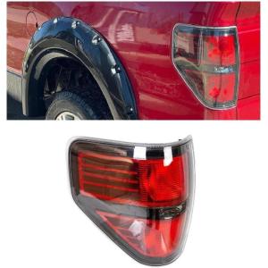 imageECOTRIC Tail Light Left Driver Side Compatible with 20092014 Ford F150 F150 Pickup Styleside Replacement for FO2818143 Rear Brake Lamp WBlack Trim Red Lens Housing WO Bulbs