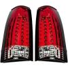 imageECOTRIC Taillights Compatible with 19882000 Chevy GMC CK 1500 2500 3500 Pickup Suburban Tahoe Yukon Blazer WO Bulbs Pair Red Lens Rear Brake LED Tail LightsRed LensChrome Housing