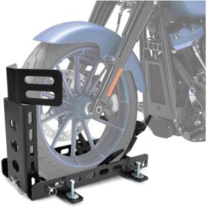 imageECOTRIC Motorcycle Wheel Chock Stand Upright 1800lb Capacity Adjustable Motorcycle Front Tire Stand Chock for Trailer Truck Garage Fit for Most Motorcycles Tire Size 15quot22quot WheelsBlack 3000 lbs