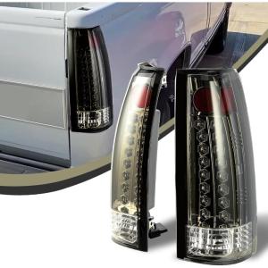 imageECOTRIC Taillights Compatible with 19882000 Chevy GMC CK 1500 2500 3500 Pickup Suburban Tahoe Yukon Blazer WO Bulbs Pair Red Lens Rear Brake LED Tail LightsSmoked Lens