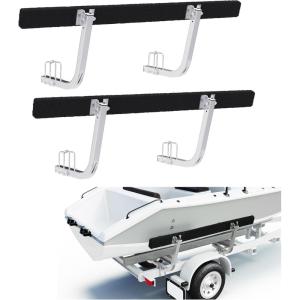 imageECOTRIC Boat Trailer Guide 2 Foot Bunk Board GuideOn Rails Galvanized Steel with Marine Grade Carpet Kit 2pcs Adjustableshaped