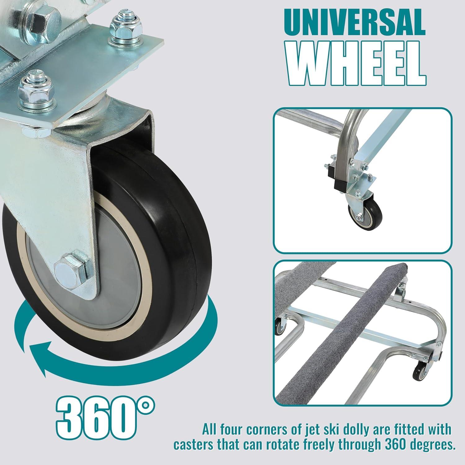 imageECOTRIC 1000 LBS Capacity Watercraft PWC Dolly Boat Jet Ski Stand Storage Trailer Watercraft Cart Watercraft Dolly PWC Dock Slipway Cart Adjustable Bunks W 4 Casters and 2 Brakes