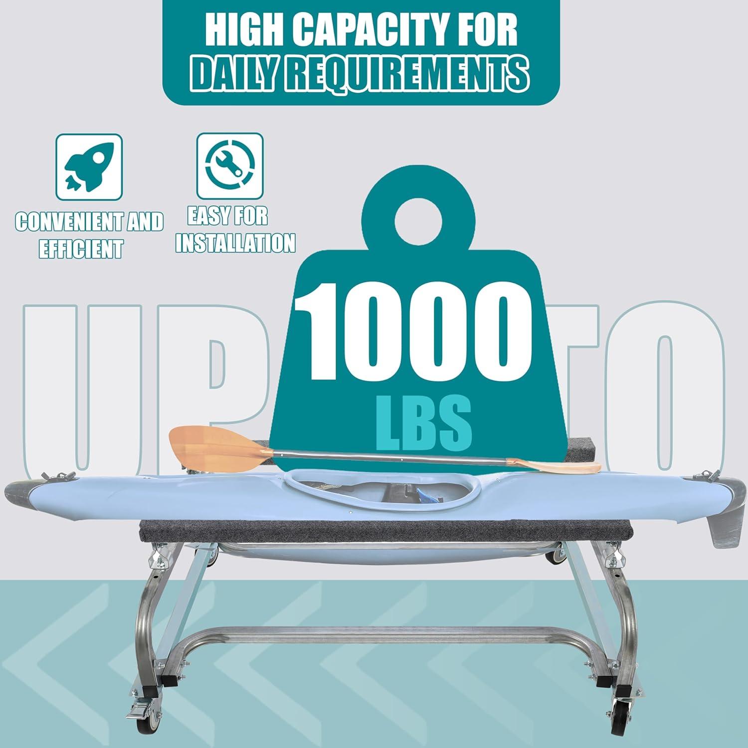 imageECOTRIC 1000 LBS Capacity Watercraft PWC Dolly Boat Jet Ski Stand Storage Trailer Watercraft Cart Watercraft Dolly PWC Dock Slipway Cart Adjustable Bunks W 4 Casters and 2 Brakes