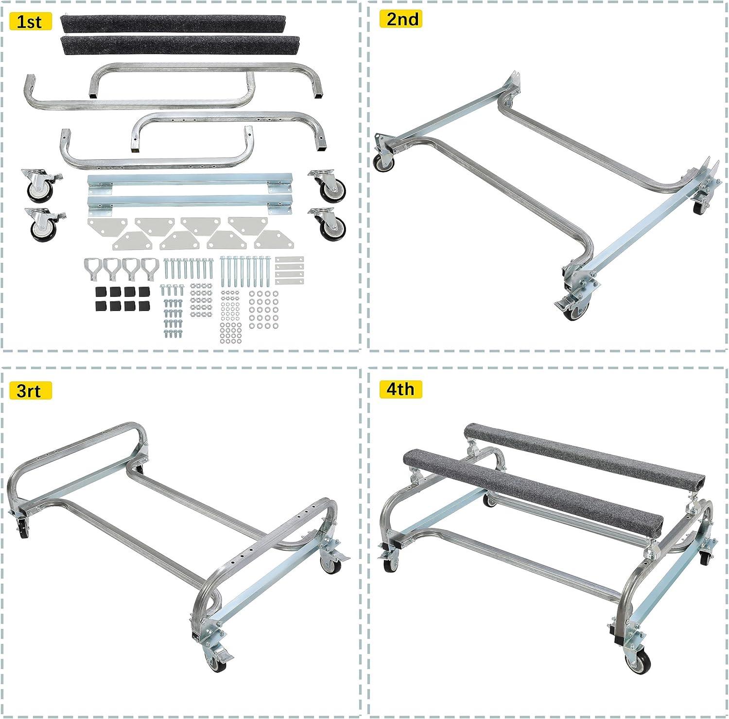 imageECOTRIC 1000 LBS Capacity Watercraft PWC Dolly Boat Jet Ski Stand Storage Trailer Watercraft Cart Watercraft Dolly PWC Dock Slipway Cart Adjustable Bunks W 4 Casters and 2 Brakes