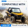 imageECOTRIC Front Windshield Compatible with 2020Up Kawasaki Teryx KRX 1000 UTV Full Glass Windscreen WWiper Vented Holes Powder Coated Steel Black
