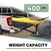 imageECOTRIC 750lbs Capacity Black Truck Bed Extender Pickup Truck Bed Hitch Mount Extension Rack SUV Lumber Ladder Canoe Boat Kayak Long Pipes wFlag  Powder Coated Steel48 x 181 inches
