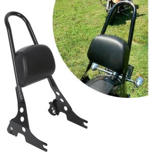 imageECOTRIC Detachable Sissy Bar Passenger Backrest Compatible with 2004Up Harley Sportster XL883C 883R XL1200R 1200C 1200S XLH883 XLH1200 Motorcycle Backrest WCushion Pad