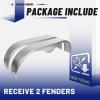 imageECOTRIC 2Pcs Tandem Trailer Fender Double Axle Compatible with 1315 Inch Wheels Teardrop Pair Enclosed Trailers 665 x 9 x 1837  Cold Rolled Steel