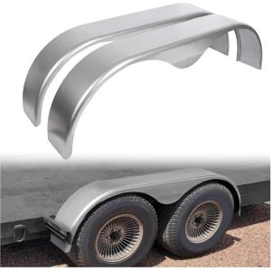 imageECOTRIC 2Pcs Tandem Trailer Fender Double Axle Compatible with 1315 Inch Wheels Teardrop Pair Enclosed Trailers 665 x 9 x 1837  Cold Rolled Steel